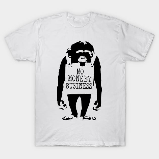 BANKSY No Monkey Business T-Shirt by inkstyl